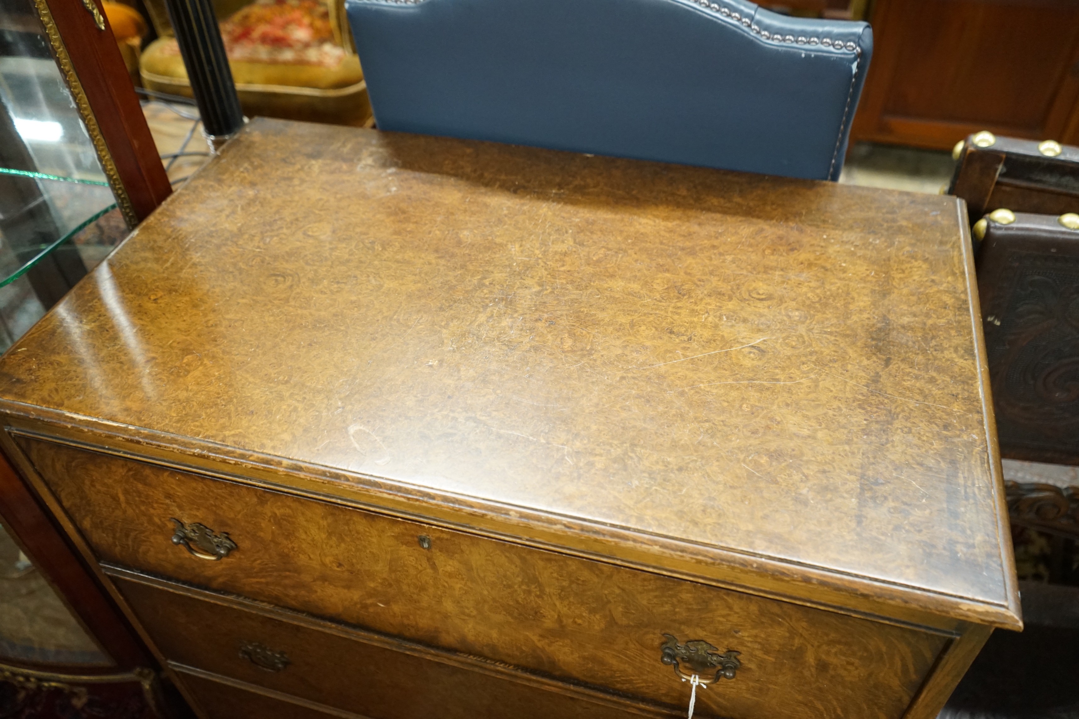 A George I style walnut secretaire chest, width 78cm, depth 47cm, height 99cm